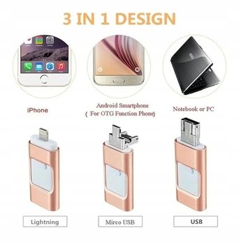 Pendrive Y-Disk 3w1 128 GB Lightning, Micro-USB, USB 3.0 Złoty - MaXXer
