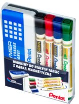 Pentel, Zestaw ekonomicznych markerów z gąbką magnetyczną, 4 sztuki Pentel