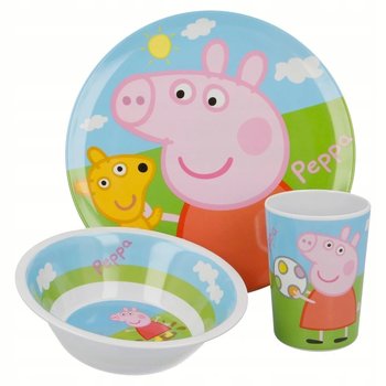 PEPPA PIG ZESTAW NACZYŃ TALERZ MISKA KUBEK PREZENT - Świnka Peppa