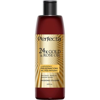 Perfecta, 24K Gold & Rose Oil luksusowy pielęgnacyjny żel pod prysznic Miodowe Otulenie, 400ml - Perfecta