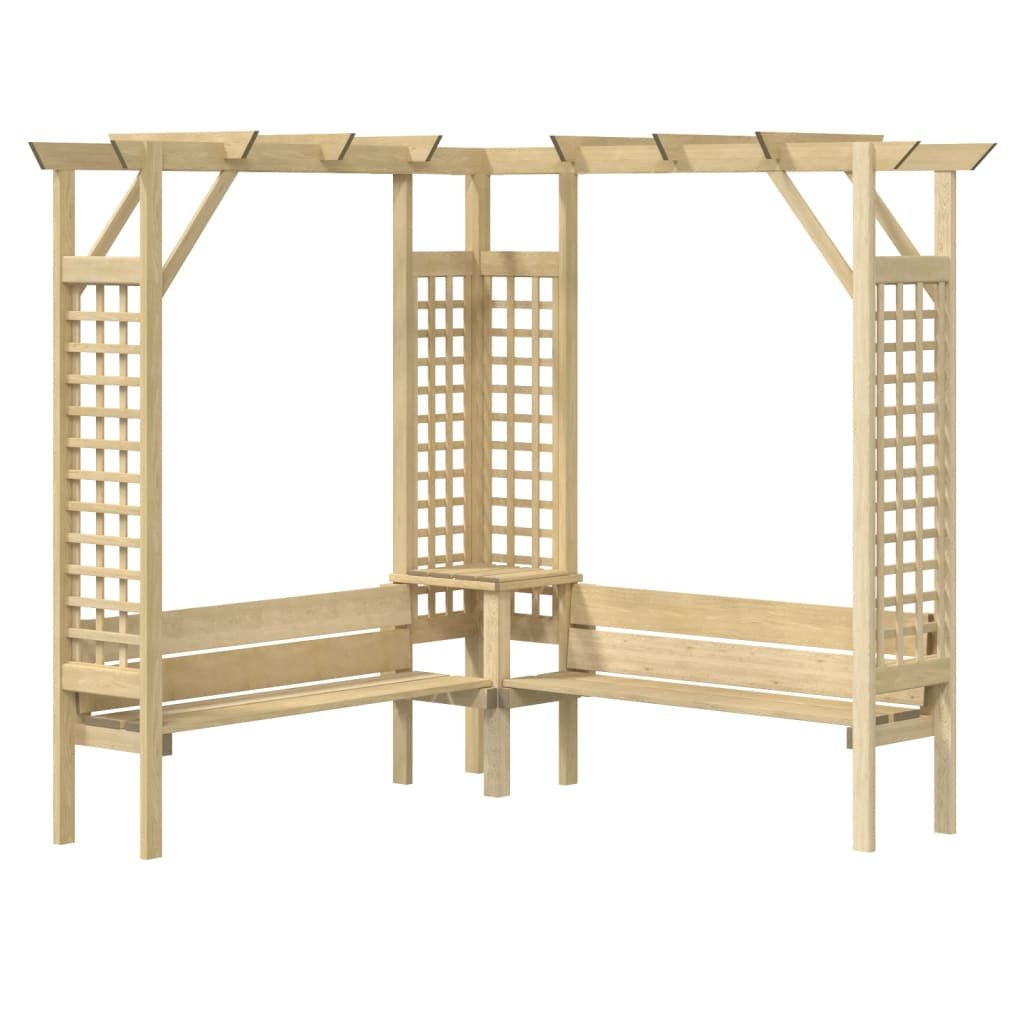 Pergola narożna z ławką VIDAXL, zielona, 190x190x200 cm