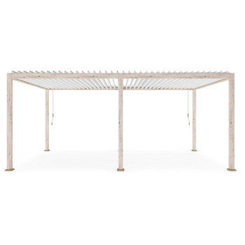 Pergola Roma 3,6X6 Efekt Drewna Z Białą Żaluzją Homms - homms