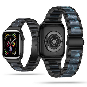 Perłowa hybrydowa bransoleta z żywicy i stali nierdzewnej Apple Watch 38/40/41MM czarna - GK PROTECTION