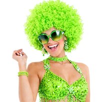 Peruka Afro Limonka Kręcone Włosy Event Party