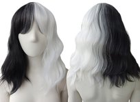 Peruka Czarno Biała Do Ramion Cruella Cosplay Przebranie