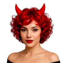 Peruka Diabeł Czerwone Krótkie Włosy