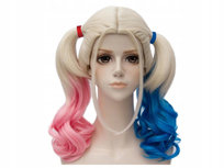 Peruka długa blond różowy niebieski Harley Quinn cosplay