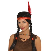 Peruka Indianka z Czerwonym Piórem na Imprezę