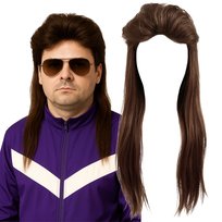 Peruka Mullet Lata 70 80 Długie Włosy Retro Disco Hipis Punk Czeski Piłkarz Brązowe