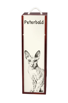 Peterbald - pudełko na wino z kotem, pudełko na alkohol z grafiką, personalizowane pudełko na prezent marki Art-Dog - Art-Dog