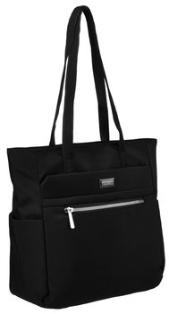 PETERSON Duża torebka damska na ramię czarna lekka i funkcjonalna na suwak kieszonki mieści a4 shopper bag - Peterson