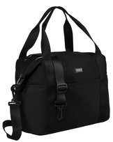 PETERSON Duża torebka damska na ramię lub do ręki czarna lekka i pojemna mieści a4 kieszonki uchwyt na walizkę szeroki odpinany pasek