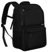 PETERSON Duży plecak męski czarny na suwak pojemny mieści a4 miejski kieszonki miejsce na laptopa uchwyt na walizkę podróżny wielofunkcyjny