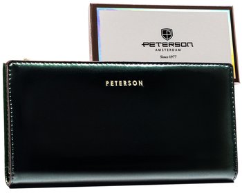 PETERSON duży portfel damski lakierowany zielony RFID STOP - Peterson