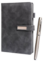 PETERSON Elegancki zestaw notes + długopis w pudełku prezentowym notes a5 w linie twarda szara okładka magnetyczne zapięcie srebrny długopis z czarnym wymiennym wkładem