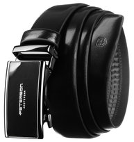 PETERSON Klasyczny skórzany pasek męski do spodni 105 czarny z automatyczną klamrą elegancki casualowy