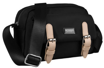 PETERSON Mała torebka damska czarna listonoszka na ramię szeroki pasek kieszonki lekka i pojemna - Peterson