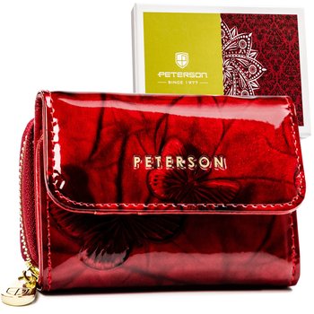 PETERSON mały portfel damski portmonetka skórzana w motylki - Peterson