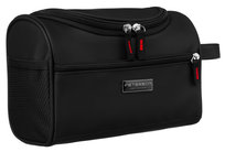 PETERSON Męska czarna kosmetyczka organizer podróżny na kosmetyki kieszonki uchwyt do przenoszenia pojemna i funkcjonalna