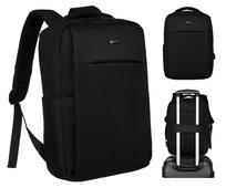 PETERSON Plecak miejski męski czarny duży i funkcjonalny uchwyt na walizkę kieszeń na laptopa port USB bagaż podręczny podróżny kieszonki