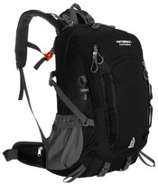 PETERSON Plecak turystyczny czarny pojemny 50L trekkingowy górski wodoodporny pokrowiec miejsce na laptopa system nośny stelaż gwizdek bezpieczeństwa