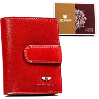 PETERSON portfel damski czerwony z prawdziwej skóry RFID na prezent - Peterson
