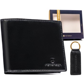 PETERSON portfel męski skórzany klasyczny zestaw z brelokiem - Peterson