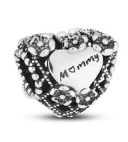 PETERSON srebrny charms zawieszka do bransoletki koralik serce mommy