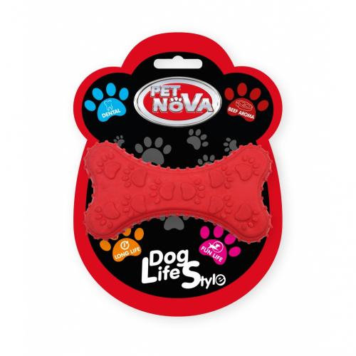 Zdjęcia - Zabawka dla psa Pet Nova PETNOVA - kość gryzak 10,5cm czerwona z aromatem wołowiny 