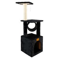 PETSTORY Czarny drapak DOMEK dla kota słupek SIZAL legowisko 4 poziomy