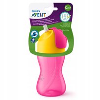 Philips Avent, Kubek z giętką słomką, 12m+, 300 ml SCF798/02 różowy