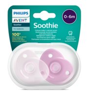 Philips Avent Ortodontyczny Smoczek uspokajający Soothie 0-6m, dziewczynka(2szt) SCF099/27