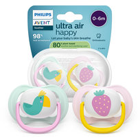 Philips Avent Ortodontyczny Smoczek uspokajający Ultra Air 0-6m, dziewczynka (2szt) SCF080/24