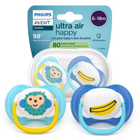 Philips Avent Ortodontyczny Smoczek uspokajający Ultra Air 6-18m, chłopiec (2szt) SCF080/26