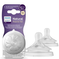 Philips Avent, Responsywny smoczek do butelki Natural 2-przepływowy 0M+, 2szt SCY962/02
