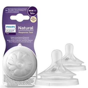 Philips Avent, Responsywny smoczek do butelki Natural 3-przepływowy 1M+, 2szt SCY963/02 - Philips Avent