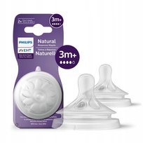 Philips Avent, Responsywny smoczek do butelki Natural 4-przepływowy 3M+, 2szt SCY964/02