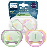 Philips Avent Smoczek Ultra Air Night 6-18m Oddychający + Etui 2szt