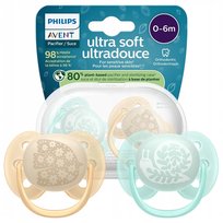 Philips Avent Smoczek Ultra Soft 0-6m Oddychający + Etui 2szt