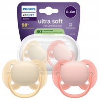 Philips Avent Smoczek Ultra Soft 0-6m Oddychający + Etui 2szt