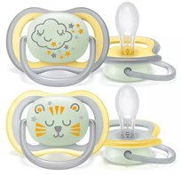 Philips Avent, Smoczki uspokajające Ultra Air Nighttime, 18m+ 2 szt. SCF376/01 chmurki