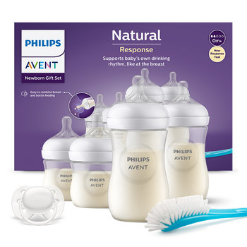 Philips Avent Zestaw 5 Responsywnych Butelek Natural oraz szczotka do czyszczenia butelek i smoczek ultra air  SCD838/12 - Philips Avent