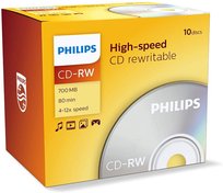 Philips Płyty CD-RW 700 MB 12x speed 10 sztuk w plastikowych opakowaniach Philips