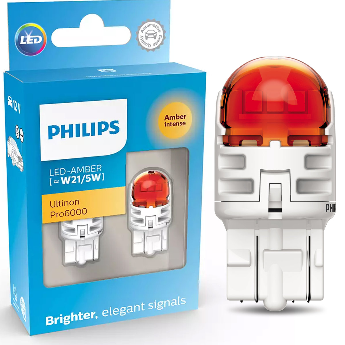 Philips 3157ALED Ultinon LED Amber Bulbs - 2 Pack For Turn Signals & Lighting