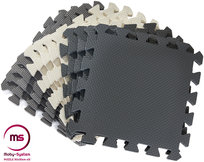 Piankowe puzzle 12szt. - piankowa mata edukacyjna 120 x 90 x 1.2cm z obrzeżem - szara