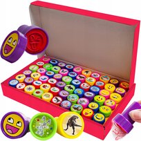 Pieczątki dla Dzieci Stempelki Stemple Zwierzaki Buźki Kolorowe Zestaw x 60