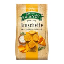 Pieczone krążki chlebowe Bruschette - Cheddar i śmietana 140 g Maretti