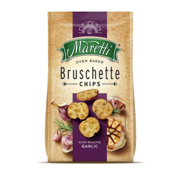 Pieczone krążki chlebowe chipsy Bruschette Pieczony czosnek 70g Maretti - Bruschette Maretti
