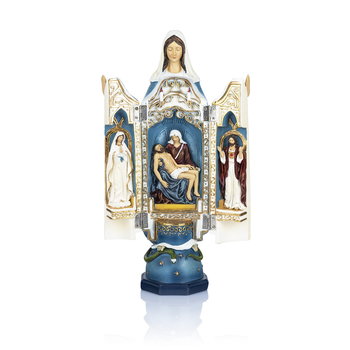Piękna Figurka Matki Boskiej Tryptyk MATKA BOŻA NIEPOKALANA Pieta SERCE JEZUSA Przenajświętsza Panienka dla Katolika - Święte Miasto