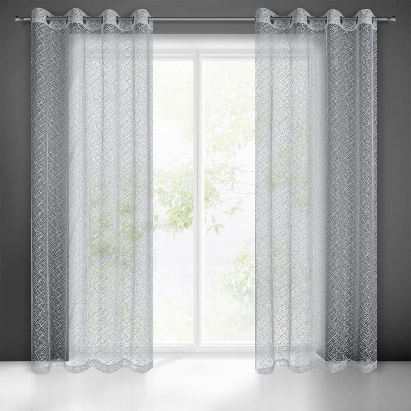 Piękna firana glamour srebrna przelotki EUROFIRANY AMANDA, 140x250 cm